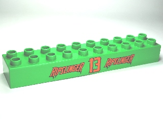 Duplo, Brick 2 x 10 with 'RIPSLINGER 13 RIPSLINGER' Pattern