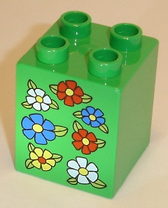 Duplo, Brick 2 x 2 x 2 with 7 Flowers Pattern