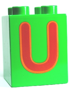 Duplo, Brick 2 x 2 x 2 with Letter U Pattern