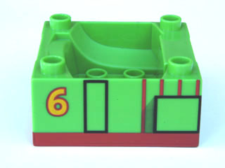 Duplo, Train Cab / Tender Base with Bottom Tube with Thomas & Friends Percy Number 6 Pattern