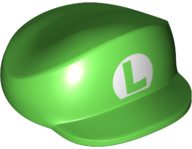 Large Figure Headgear, Luigi Cap with Capital Letter L in White Oval Pattern (Regular Luigi)