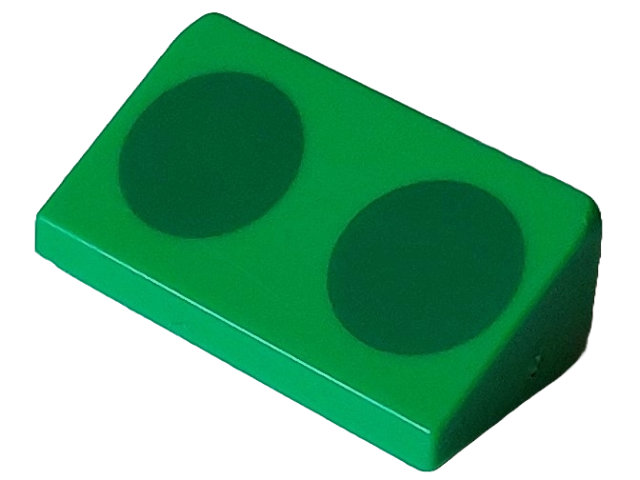 Slope 30 1 x 2 x 2/3 with 2 Green Circles Pattern (Super Mario Para-Biddybud Spots)