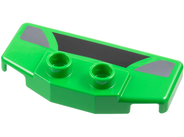 Duplo Rear Spoiler / Wing with Black Trapezoid and 2 Dark Silver Markings Pattern