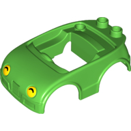 Duplo Car Body with 2 Studs on Back and Yellow Headlights with Black Shadow Pattern (fits over Car Base 2 x 4)