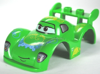 Duplo Car Body with 2 Studs on Spoiler and Wide Fenders with Cars Carla Veloso Pattern