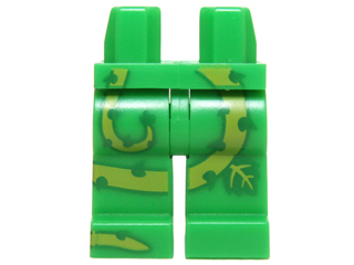 Hips and Legs with Plant Vines with Thorns and Green and Lime Leaves on Front and Sides Pattern