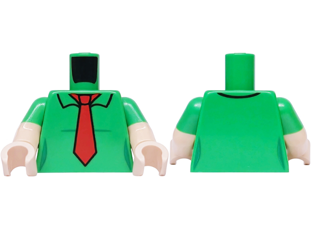 Bright green vest torso with red tie