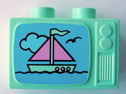 Duplo Utensil TV 1 x 2 1/2 x 1 1/3 with Ship Pattern