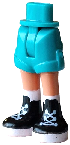 Mini Doll Hips and Shorts Folded Hem with Molded Nougat Legs and Printed Black and White Boots with Laces Pattern - Thin Hinge