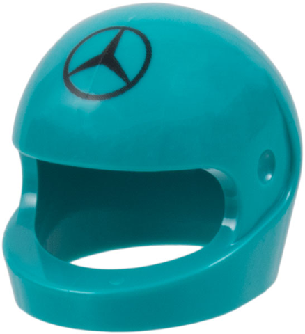 Minifigure, Headgear Helmet Motorcycle (Standard) with Black Mercedes-Benz Logo Pattern