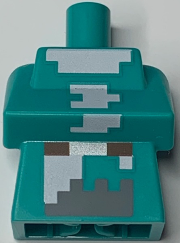 Torso, Modified Long with Folded Arms with Pixelated Dark Brown and Silver Belt and White and Dark Bluish Gray Minecraft Snow Villager Pattern