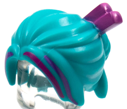Minifigure, Hair Female Loose Bun with Magenta Chopsticks, Dark Purple Highlights Pattern