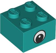 Brick 2 x 2 with Black and White Eye Centered Pattern on Opposite Sides (Education Science Sets)