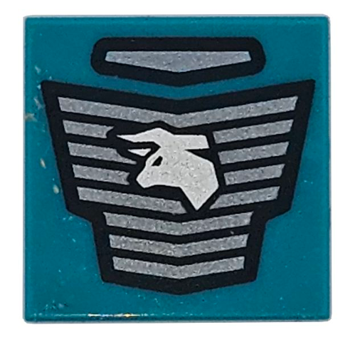 Tile 2 x 2 with Black and Dark Bluish Gray Vehicle Grille and White Bull Pattern