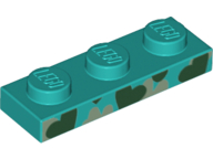 Plate 1 x 3 with Black and Silver Heart Camouflage Pattern (Unikitty)