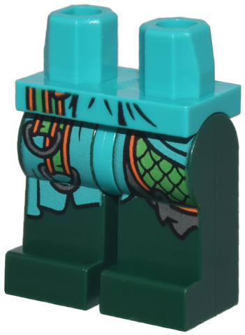 Hips and Dark Green Legs with Robe Ends, Bright Green Scale Armor, Belt Ends with Orange Trim and Silver Buckles Pattern