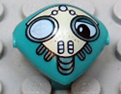 Minifigure, Head, Modified Martian with Clip with One Eye Covered Face Mask Pattern