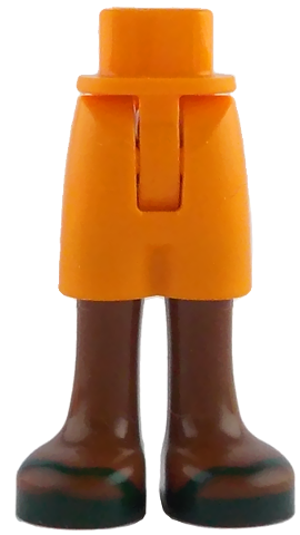 Mini Doll Hips and Shorts with Molded Reddish Brown Legs and Printed Dark Green Sandals Pattern - Thin Hinge