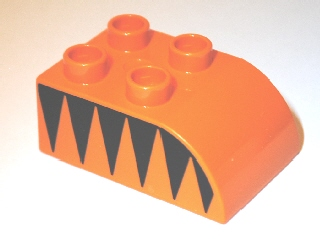 Duplo, Brick 2 x 3 Slope Curved with Black Triangles Pattern on Both Sides