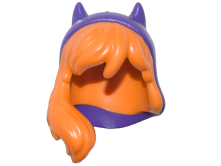 Mini Doll, Hair Combo, Dark Purple Hood with Pointed Ears and Long Wavy Hair Falling over Shoulder with Bangs Pattern