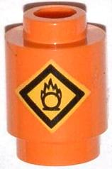Brick, Round 1 x 1 with Black and Yellow Diamond with Fire Danger Symbol Pattern