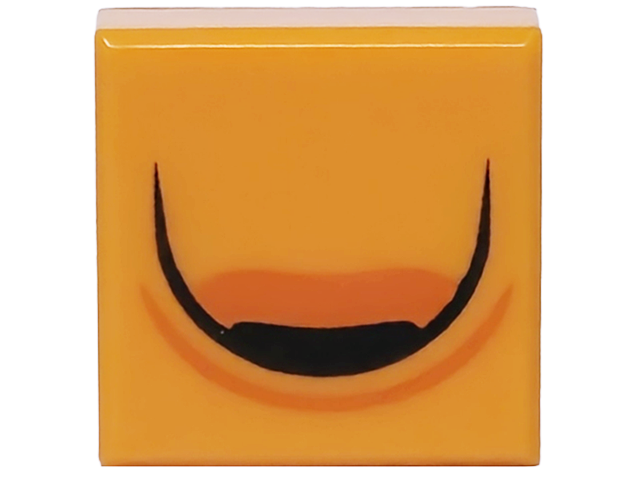Tile 1 x 1 with Black and Reddish Orange Curved Air Intake Pattern in Orange