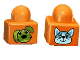 Primo Brick 1 x 1 with Cat Head and Dog Head Pattern on Opposite Sides