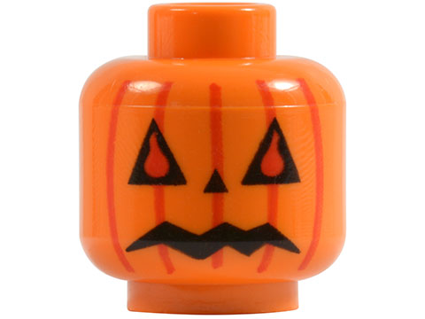 Minifigure, Head Pumpkin Jack O' Lantern Pattern