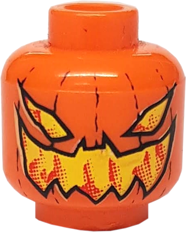 Minifigure, Head Pumpkin Jack O' Lantern Evil Pattern