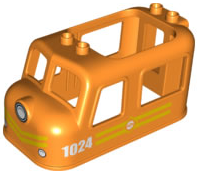 Duplo, Train Cargo Engine Cabin 4 x 8 x 3 1/2 with White '1024', Train Logo and Yellow Stripes Pattern