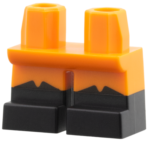 Short orange legs with dual-molded black boots and printed top edges.
