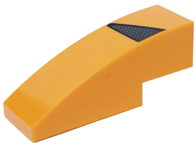 Slope, Curved 3 x 1 with Black and Dark Silver Honeycomb Air Vent Pattern Model Left Side