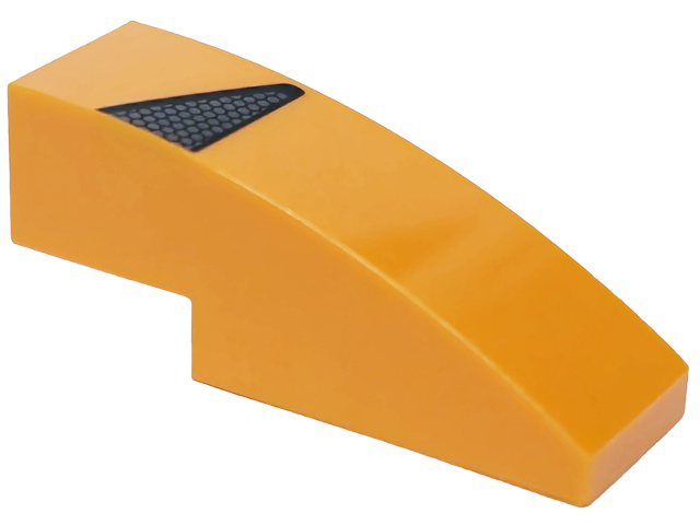 Slope, Curved 3 x 1 with Black and Dark Silver Honeycomb Air Vent Pattern Model Right Side