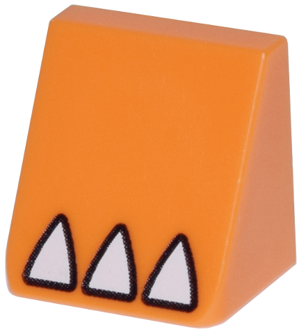 Slope 30 1 x 1 x 2/3 with White Triangle Claws with Black Outline Pattern in Orange