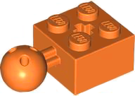 Technic, Brick Modified 2 x 2 with Ball Joint and Axle Hole with 6 Holes in Ball in Orange