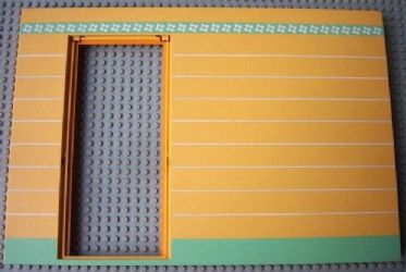 Scala Wall, Vertical Grooved 40 x 2 x 22 2/3 with Door with Orange and Green Stripes Pattern