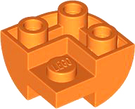 Slope, Curved, Inverted 2 x 2 Corner with Recessed Stud in Orange