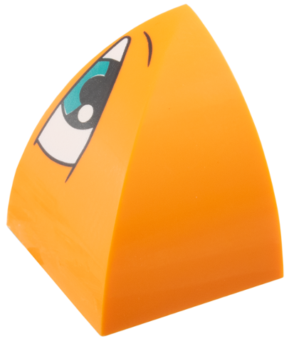 Slope, Curved 2 x 2 Double Convex Corner with White Eye, Dark Turquoise Iris Pattern Model Left Side