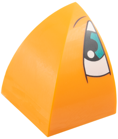 Slope, Curved 2 x 2 Double Convex Corner with White Eye, Dark Turquoise Iris Pattern Model Right Side