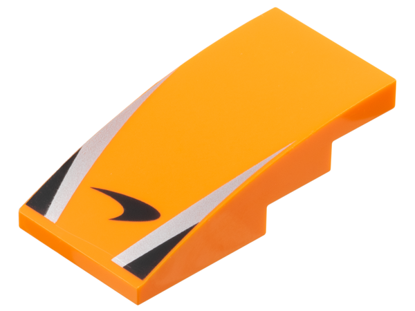 Slope, Curved 4 x 2 with McLaren Logo, Silver Stripes, Black Triangles Pattern