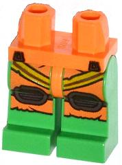 Hips and Bright Green Legs with Orange Jumpsuit, Harness and Brown Knee Pads Pattern