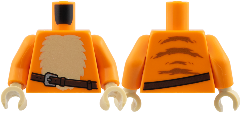 Orange torso with tan stomach fur and belt