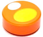 Tile, Round 1 x 1 with White and Yellow Ovals Pattern (Dungeons & Dragons Mimic Eye)