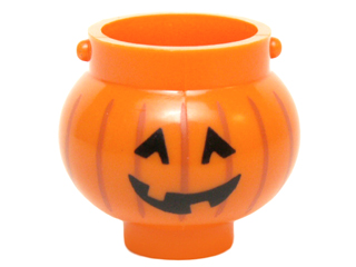 Minifigure, Utensil Pot Small with Handle Holders and Pumpkin Jack O' Lantern with Angular Eyes Pattern