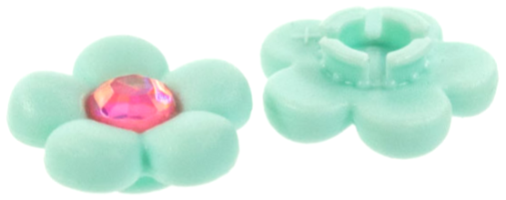 Clikits, Icon Flower 5 Petals 2 x 2 Small with Pin, Frosted with Fixed Trans-Pink Center Faceted Gem