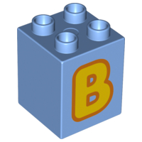 Duplo, Brick 2 x 2 x 2 with Letter B Yellow Pattern