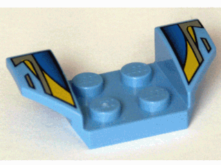 Vehicle, Mudguard 2 x 4 with Flared Wings with Black, Blue, Silver, and Yellow Stripes Pattern