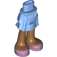 Mini Doll Hips and Skirt Layered with Molded Medium Nougat Legs and Printed Metallic Pink Shoes Pattern - Thick Hinge