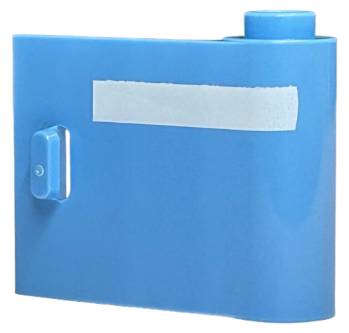 Door 1 x 3 x 2 Right - Open Between Top and Bottom Hinge with Horizontal White Stripe Pattern