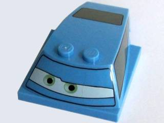 Wedge 6 x 4 x 1 1/3 with 4 x 4 Base with Green Eyes Off-Centered and Windows Pattern (Finn McMissile)